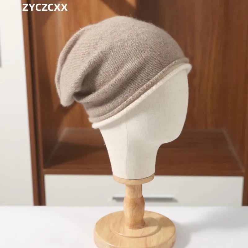ZYCZCXX 100% 메리노 울 니트 모자, 따뜻한 가을 겨울 야외 여행, 따뜻한 모자, 남성용 소프트 캐시미어 캐주얼 모자